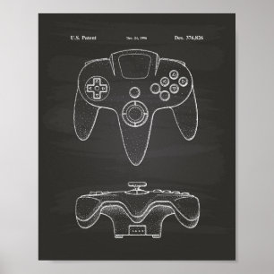 Affiche Contrôleur Game 1996 Brevet Art Chalkboard