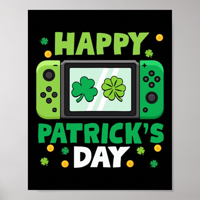 Affiche Contrôleur St Patricks Day Jeu Vidéo Enfants Garço (Devant)