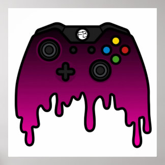 Affiche Contrôleur XBOX à goutte rose