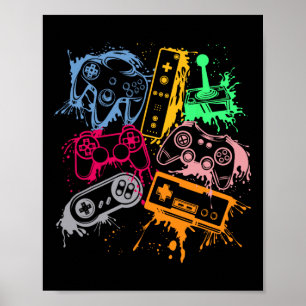 Affiche Contrôleurs de console de jeu vidéo Retro 80's 90'