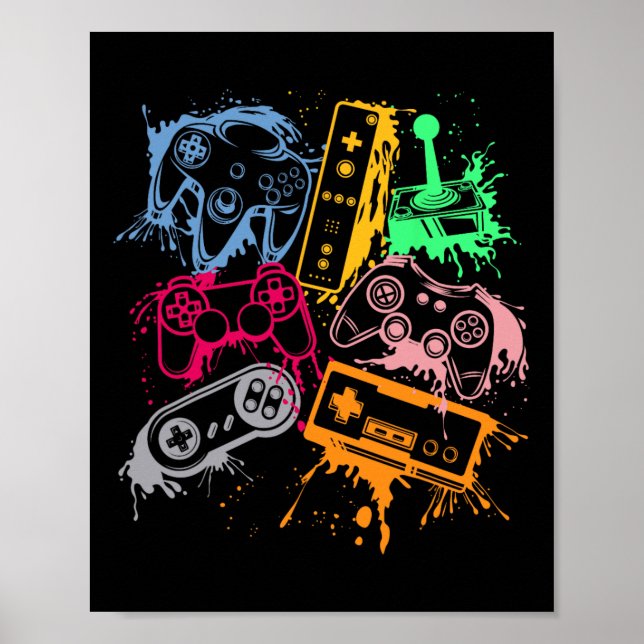 Affiche Contrôleurs de console de jeu vidéo Retro 80's 90' (Devant)
