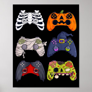Affiche Contrôleurs de jeu squelette zombie Halloween momi