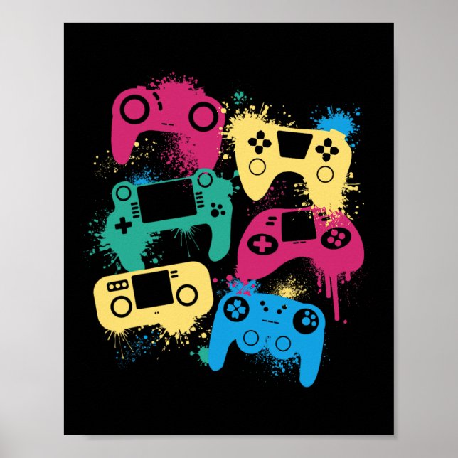Affiche Contrôleurs de jeu vidéo Tee graphique pour couleu (Devant)