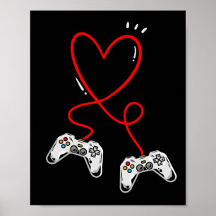 Affiche Contrôleurs de la Saint-Valentin Cœur Jeu vidéo Jo