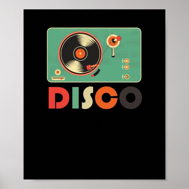 Affiche Contrôleurs DJ Disc Retro Disc Jockey Disco Vinyl (Devant)
