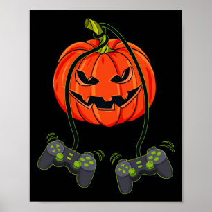 Affiche Contrôleurs Jack-o'-lantern Video Gamer Halloween 
