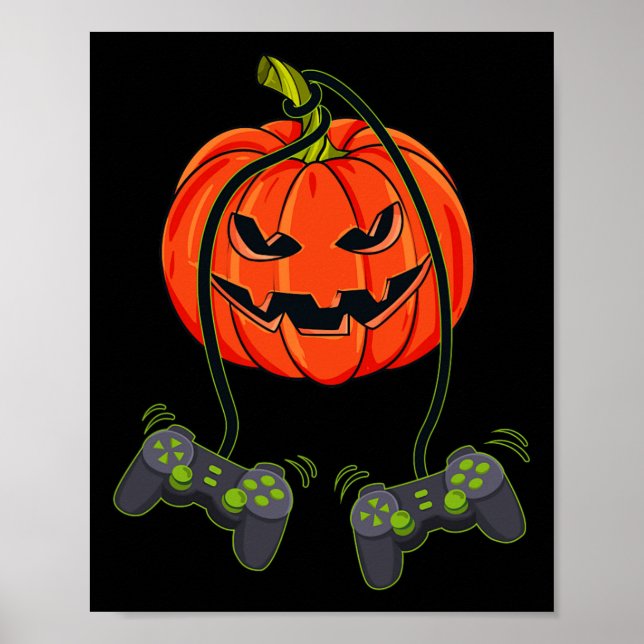 Affiche Contrôleurs Jack-o'-lantern Video Gamer Halloween  (Devant)