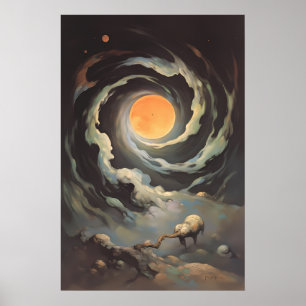 Affiche Convergence céleste - Étoiles cosmiques surréalist