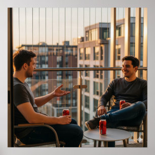 Affiche Conversation Balcon Sunset