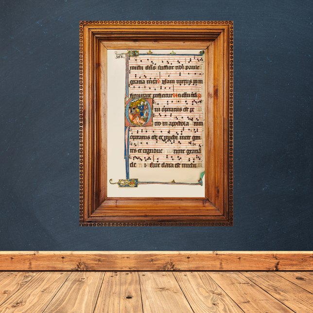 Affiche Conversion du manuscrit médiéval saint Paul (Conversion of saint Paul Medieval Manuscript Wall Art)