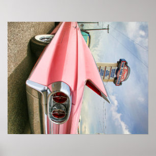 Affiche convertible rose de 1962 Cadillac