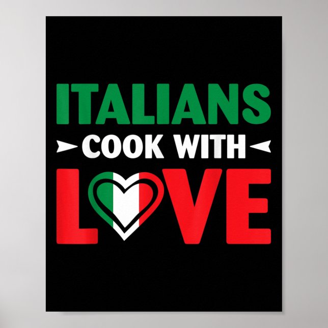 Affiche Cook With Love Italian Chef Funny Sayings Quotes  (Devant)
