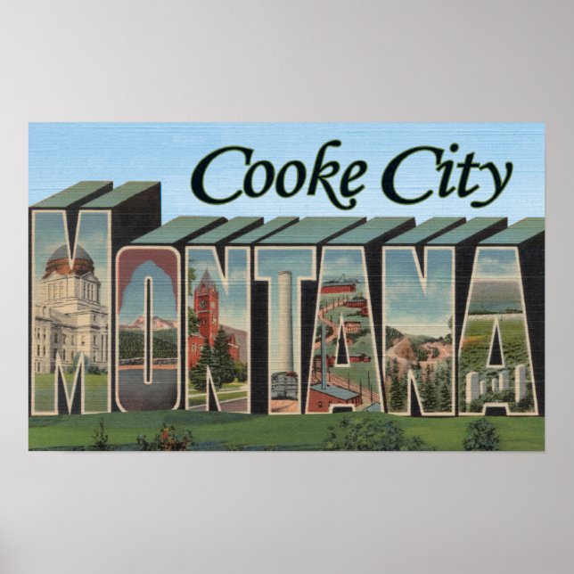 Affiche Cooke City, Montana - Scènes de grandes lettres (Devant)