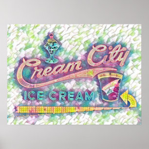 Affiche Cookeville, TN Cream City néon signe aquarelle