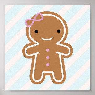 Affiche Cookie Cute Kawaii Gingerbread Girl