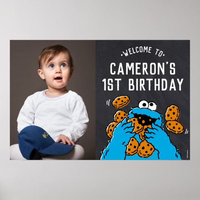 Affiche Cookie Monster 1er anniversaire Bienvenue (Devant)