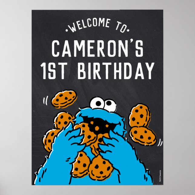 Affiche Cookie Monster 1er anniversaire Bienvenue (Devant)