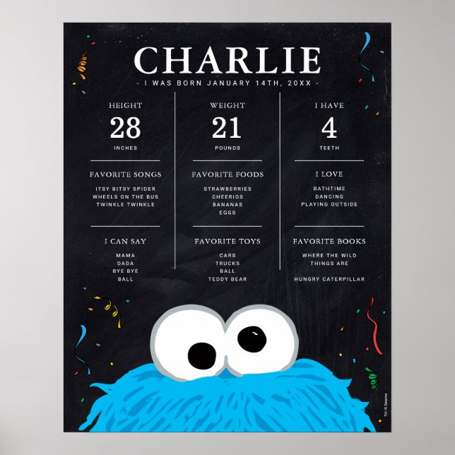 Affiche Cookie Monster | 1er anniversaire Jalon (Devant)