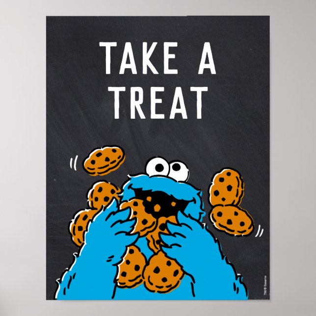 Affiche Cookie Monster 1er Anniversaire Prenez une retrait (Devant)