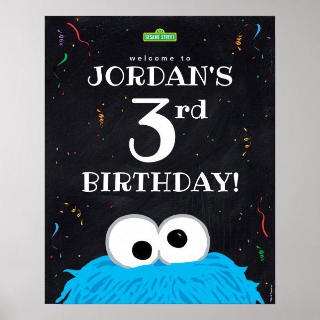 Affiche Cookie Monster | Accueil pour le 3e anniversaire (Devant)
