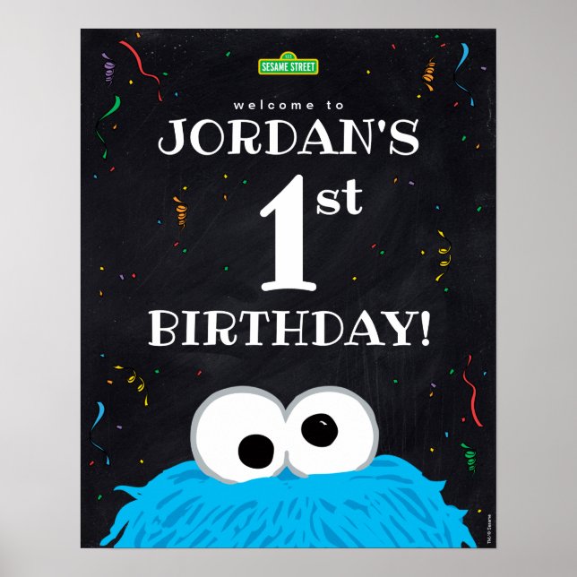 Affiche Cookie Monster | Bienvenue pour le 1er anniversair (Devant)