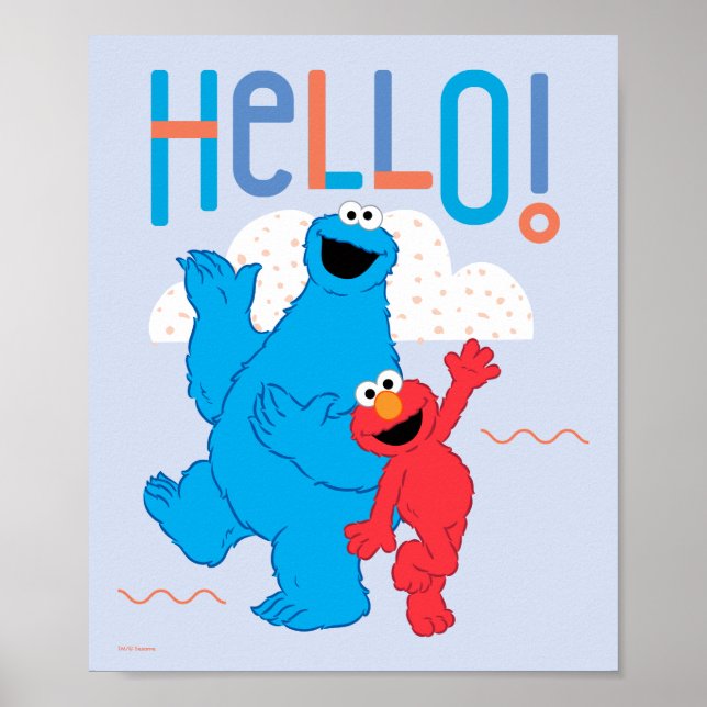 Affiche Cookie Monster et Elmo Bonjour ! (Devant)
