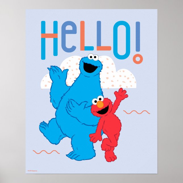 Affiche Cookie Monster et Elmo Bonjour ! (Devant)