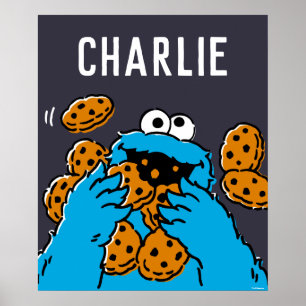 Affiche Cookie Monster mangeant tous les cookies