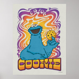 Affiche Cookie Monster Psychédélique