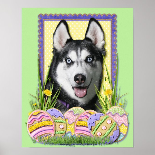 Affiche Cookies d'oeufs de Pâques - Sibérie Husky (Devant)