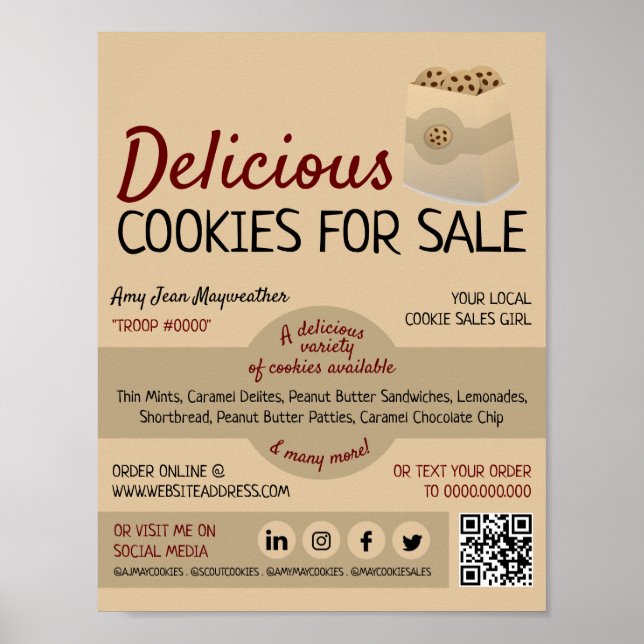 Affiche Cookies en Sac, Ventes de Cookies Collecte de fond (Devant)