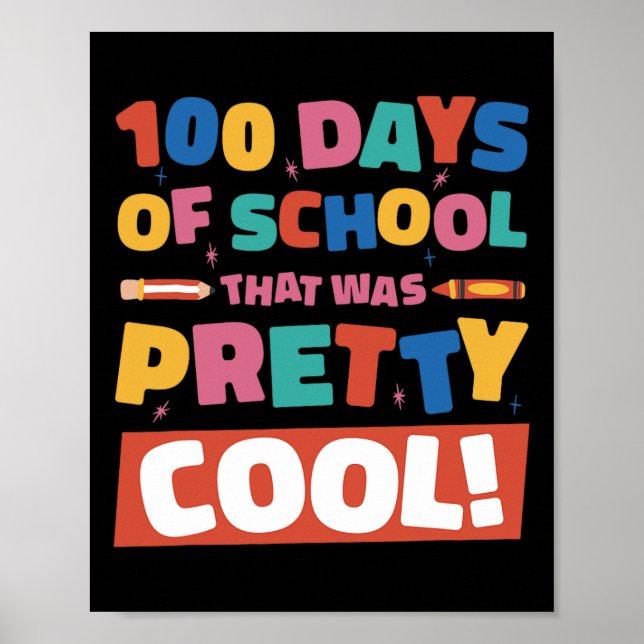 Affiche Cool 100 Jours D'École 100E Jour Étudiants Garçons (Devant)