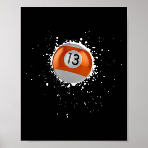 Affiche Cool 13 balles Treize billard billard peinture pla