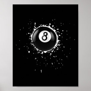 Affiche Cool 8 boules Huit Billard Billard Peinture Splatt