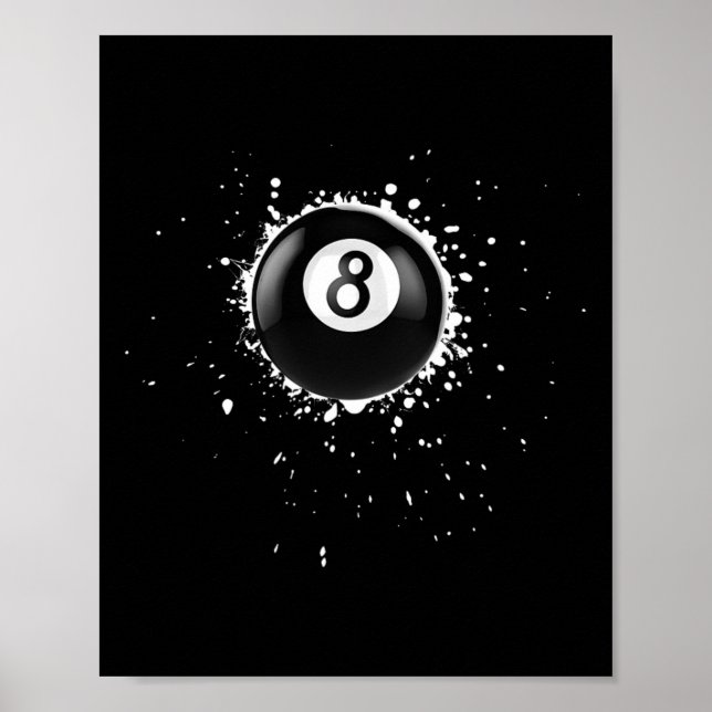 Affiche Cool 8 boules Huit Billard Billard Peinture Splatt (Devant)