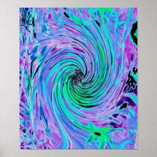 Affiche Cool Abstrait de chaux vert et violet floral