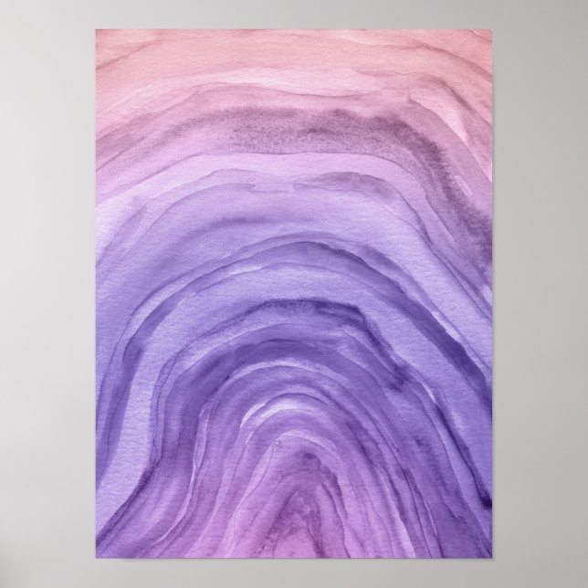 Affiche Cool Abstrait Lavande Agate aquarelle (Devant)
