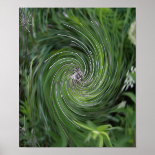 Affiche Cool Abstrait Retro Chartreuse Green Floral Swirl
