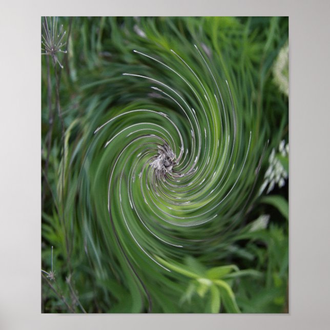 Affiche Cool Abstrait Retro Chartreuse Green Floral Swirl (Devant)