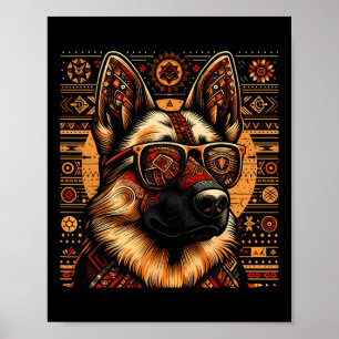 Affiche Cool allemand berger chien ethnique style art ethn