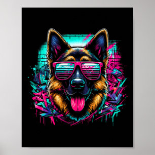 Affiche Cool allemand berger chien Graffiti Art Style Chri