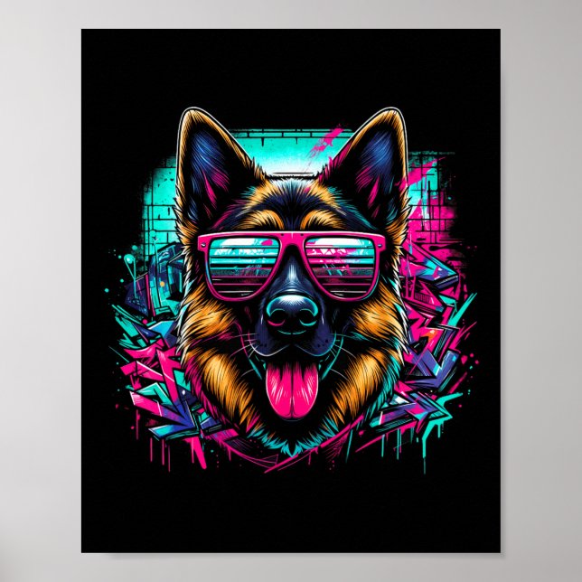 Affiche Cool allemand berger chien Graffiti Art Style Chri (Devant)