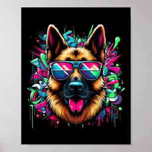 Affiche Cool allemand berger chien Graffiti Art Style Chri