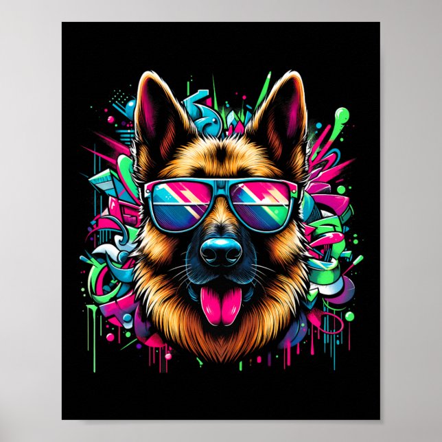 Affiche Cool allemand berger chien Graffiti Art Style Chri (Devant)
