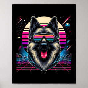 Affiche Cool allemand berger chien Rétrofuturisme Art Styl