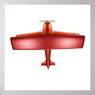 Affiche Cool Aventurier Amusant Big Red Biplane en aviatio