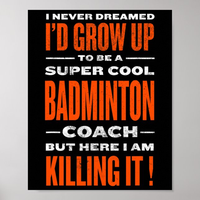 Affiche Cool Badminton Entraîneur Funny Joueur de badminto (Devant)