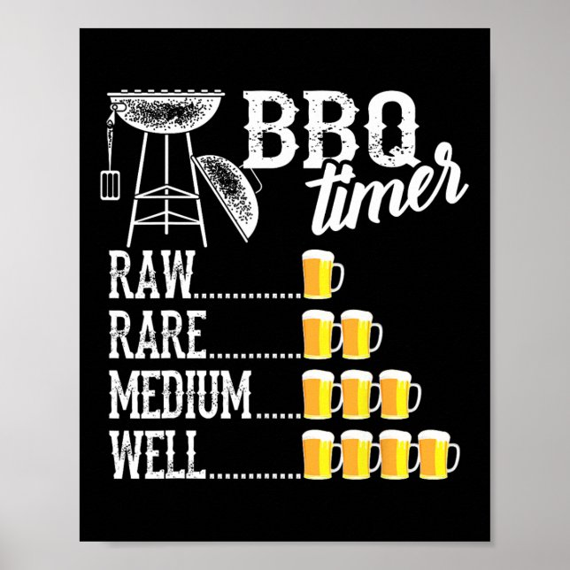 Affiche Cool Bbq Timer Raw Rare Medium Well Funny Beer Dri (Devant)