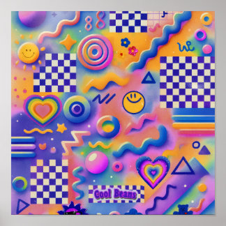 Affiche Cool Beans Pastel | Art Kidcore Mignon à Carreaux