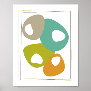 Affiche Cool Beans Turquoise Orange Vert Moderne du milieu